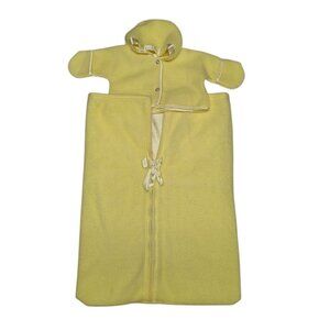 Vintage Baby‎ Yellow Hooded Coat & Sleeping Bag Combo Satin Trim Buttons